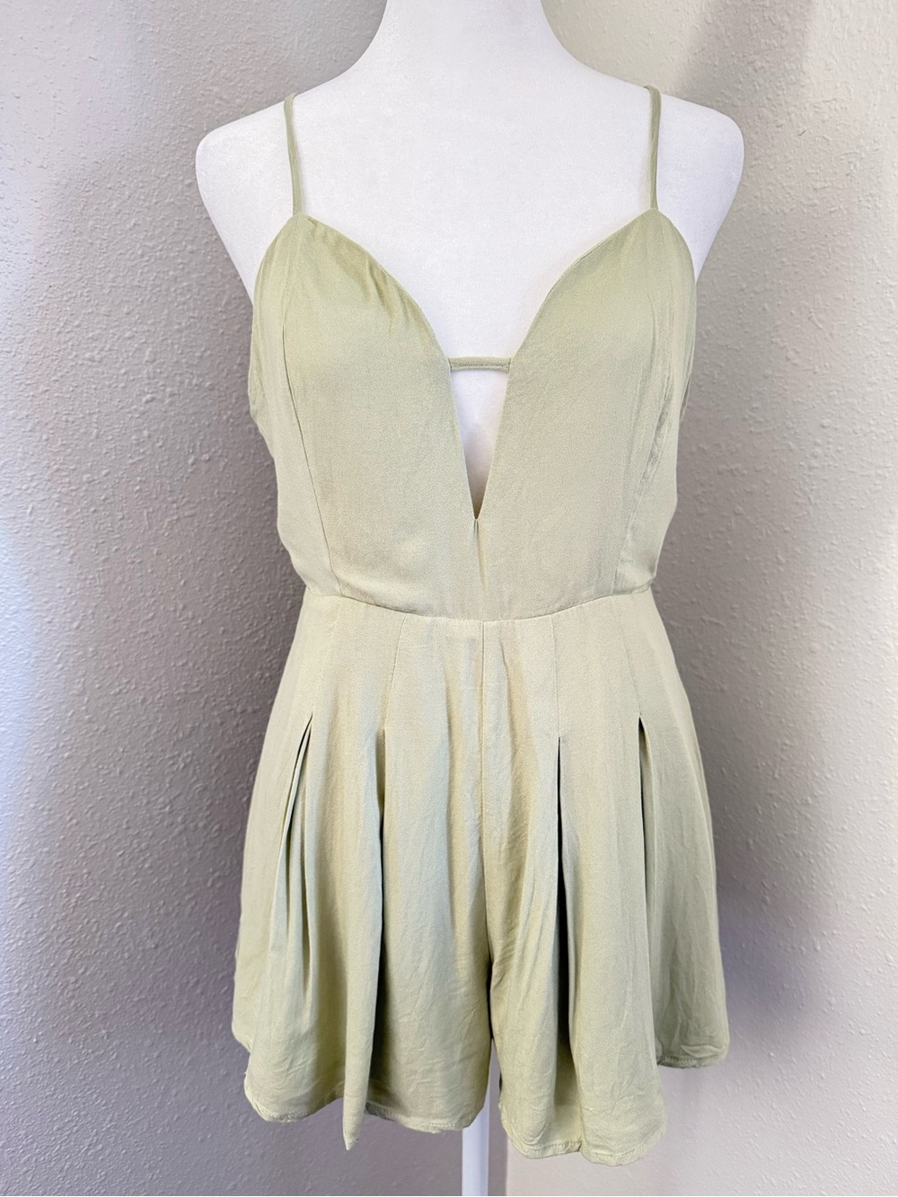 Forever 21 Sage Green Fairycore Open Back Romper Dress Medium